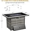 LayinSun 44" Propane Gas Fire Pit Table, 55000 BTU Rectangular Fire Pit with Glass Wind Guard for Outside Patio Deck Garden Backyard