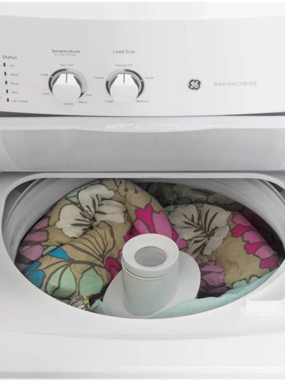 Laundry Center 2025 with 3.8 cubic foot (approx. 108 liters) top-loading washing machine and 5.9 cubic foot (approx. 167 liters) electric dryer �C White
