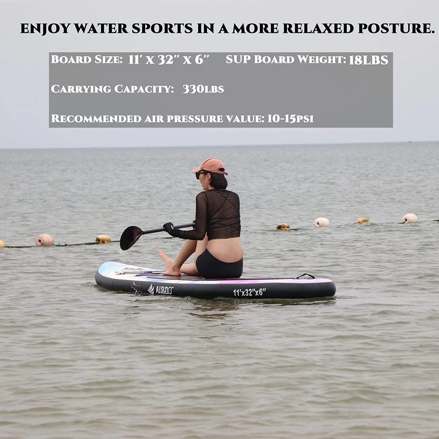 AISUNSS Inflatable Stand up Paddle Board 11ft with Premium SUP Accessories Purple Paddle Board