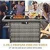 LayinSun 44" Propane Gas Fire Pit Table, 55000 BTU Rectangular Fire Pit with Glass Wind Guard for Outside Patio Deck Garden Backyard
