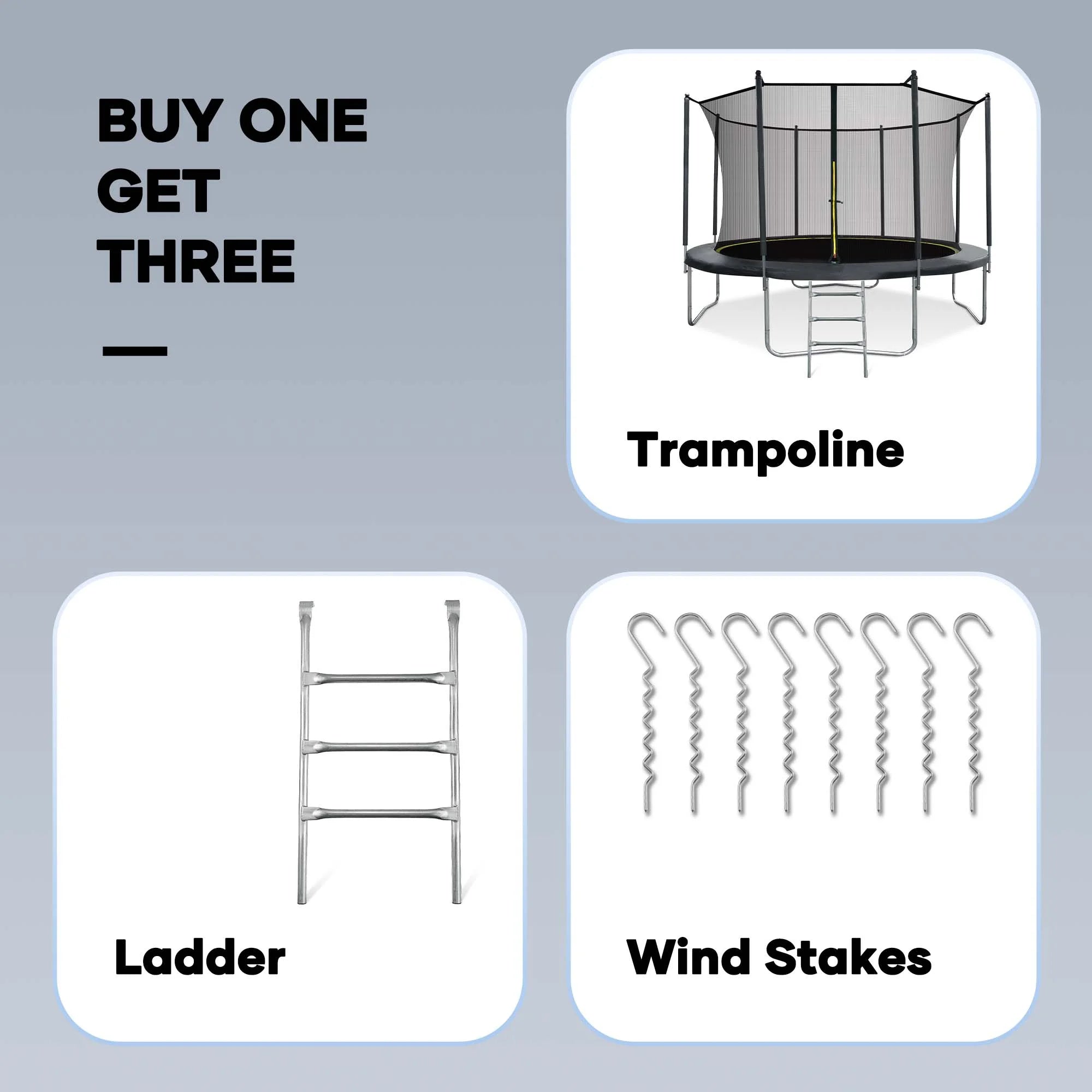 MARNUR 8FT Trampoline for Kids Trampoline with Enclosure Net, Ladder, Wind Stakes, Outdoor 330lbs Weight Capacity