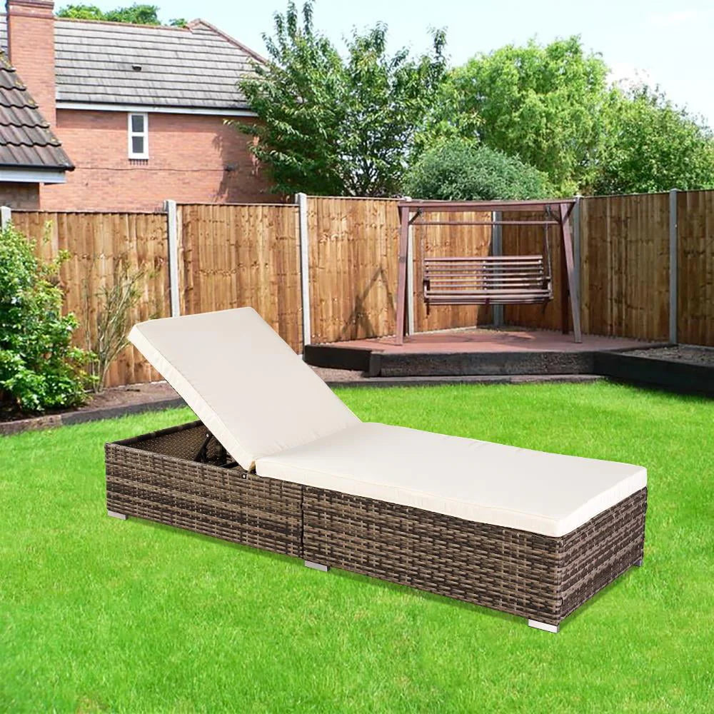 GoDecor Outdoor Wicker Rattan Sunloungers Recliner Sun Bed Lounger Pool Garden