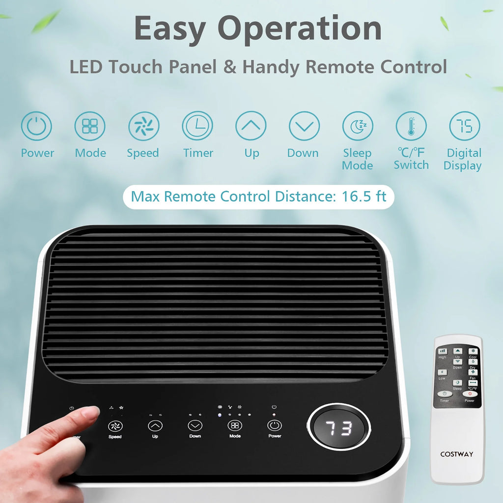 Costway 10000 BTU Portable Air Conditioner 3-in-1 Air Cooler with Fan Dehum Sleep Mode