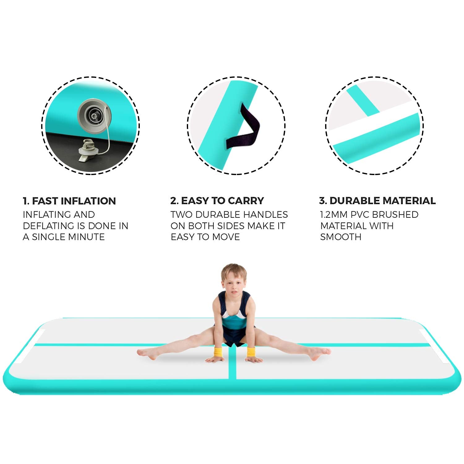 Fbsport Green 4m*1m*0.1m Inflatable Air Track Tumbling Gymnastic Mat Floor Home Training Yoga W/ Pump