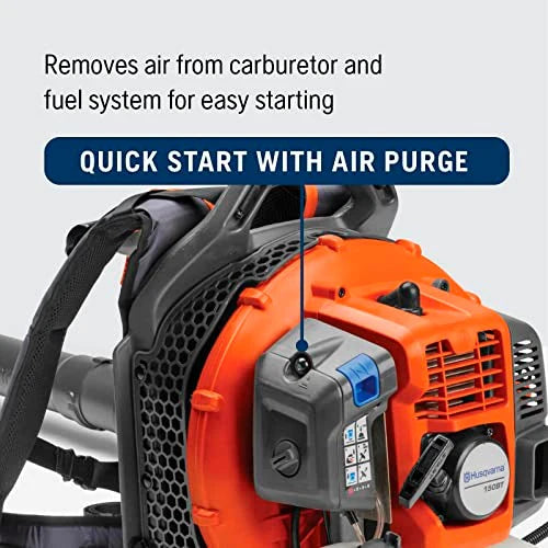 Husqvarna 150BT Petrol Leaf Blower with Backpack, 51 cc, 2.16 hp, 765 CFM, 270 MPH, Ergonomic Design