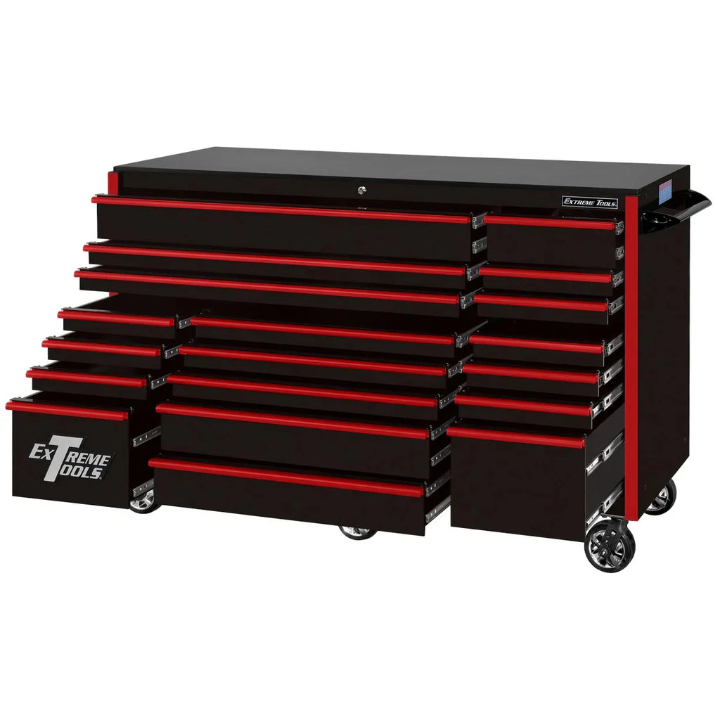 Extreme Tools RX250 Series 72-inch x 30-inch Rolling Cart �C 19 Drawers �C 250 lb Drawer Slides
