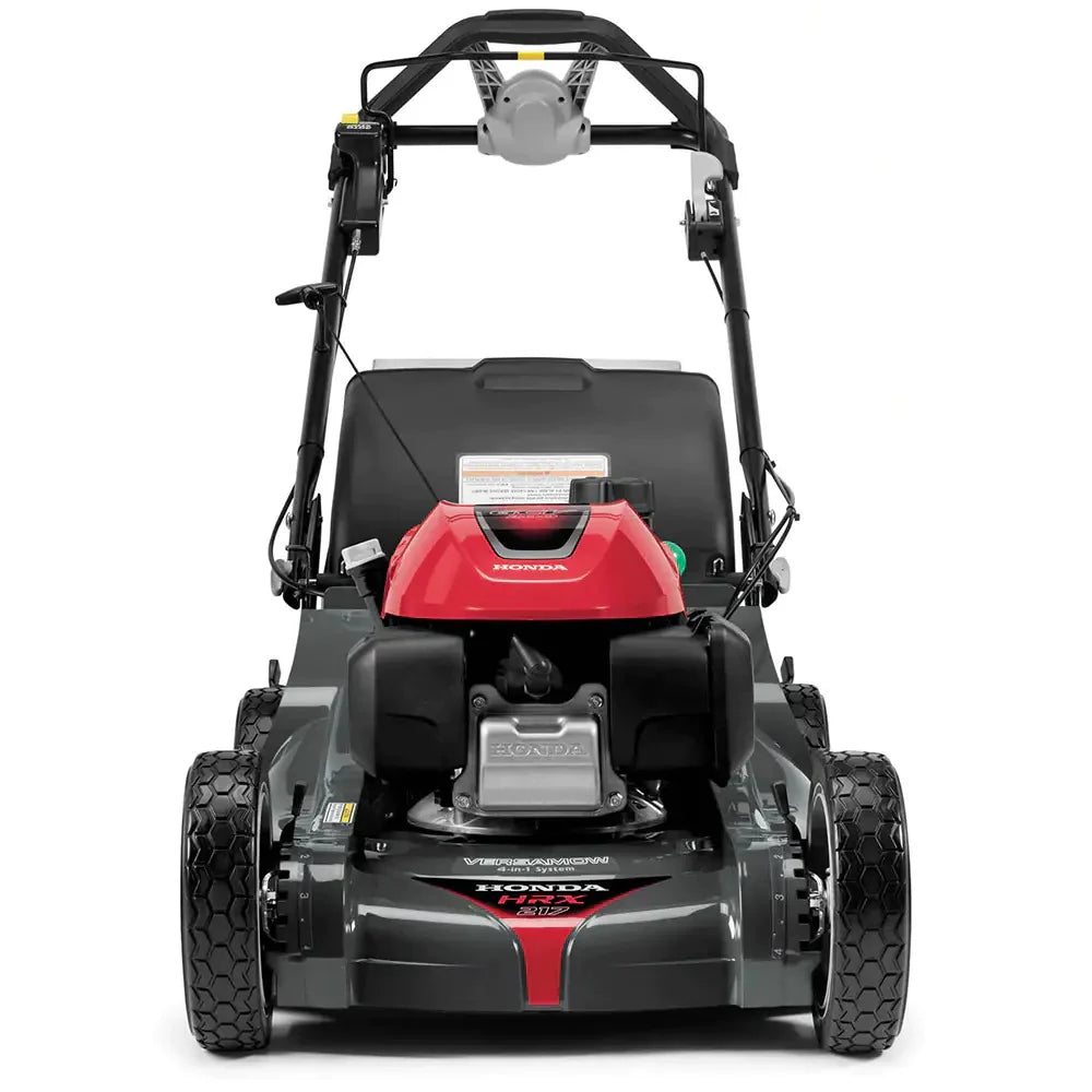 Honda 21-inch Nexite self-propelled mower deck �C Versamow 4-in-1 system �C hydrostatic drive �C electric starter �C GCV200 engine with Roto-Stop