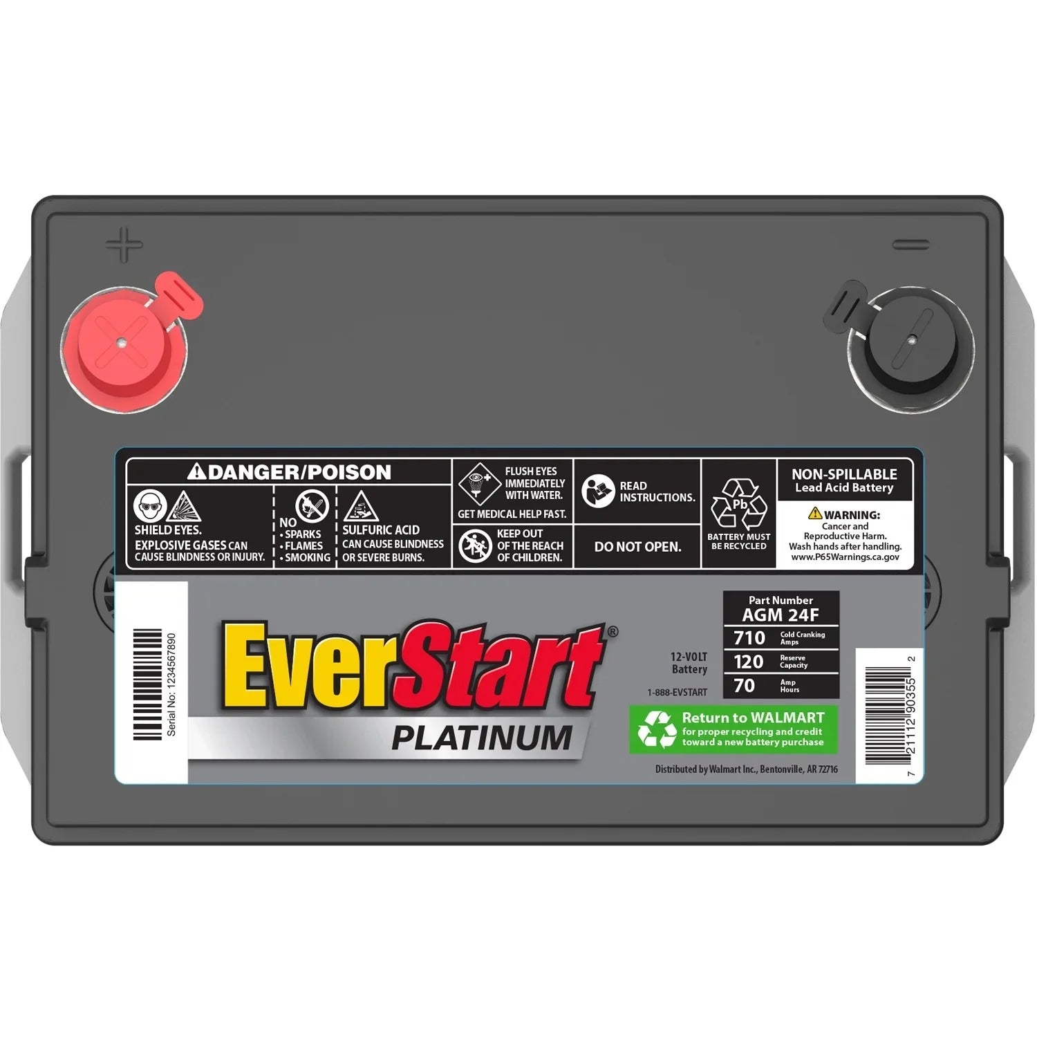 EverStart Platinum AGM car battery, Group 24F, 12 Volt, 750 CCA �C Made in the USA