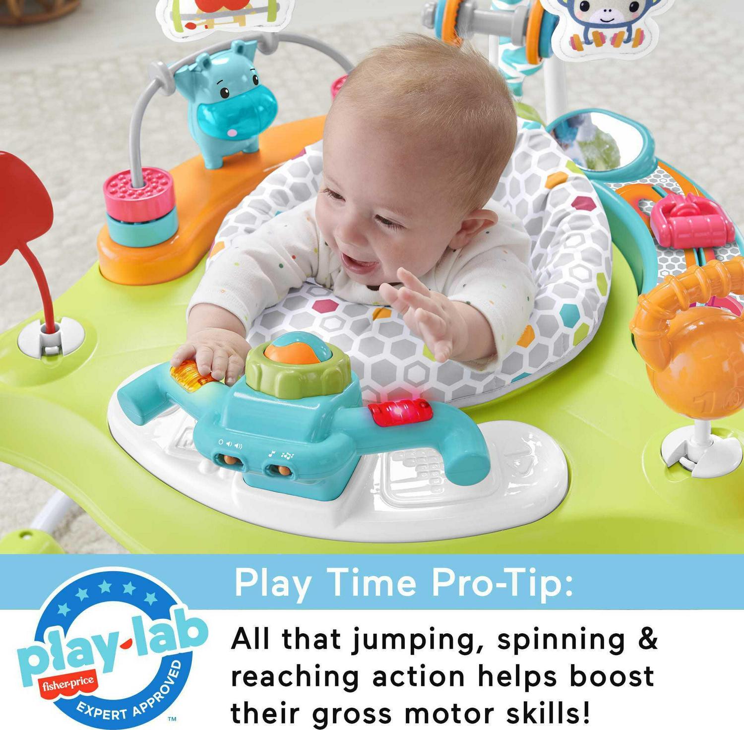 Fisher-Price Baby Bouncer Fitness Fun Folding Jumperoo Infant Activity Center with Lights &amp; Music. Unisex