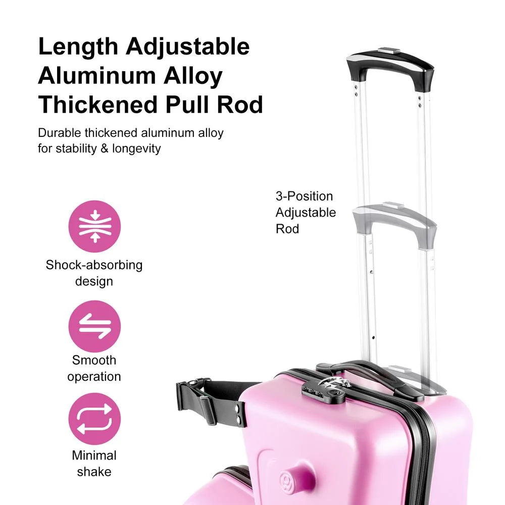 VAHIGCY Kids Luggage, Kids Ride-on Luggage with Spinner Wheels Suitcase, Kid's Ride-On Suitcase Help Your Child Relax, Carry On Trolley Luggage with Password Lock, 20"