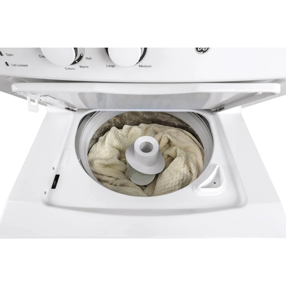 Laundry Center 2025 with 3.8 cubic foot (approx. 108 liters) top-loading washing machine and 5.9 cubic foot (approx. 167 liters) electric dryer �C White