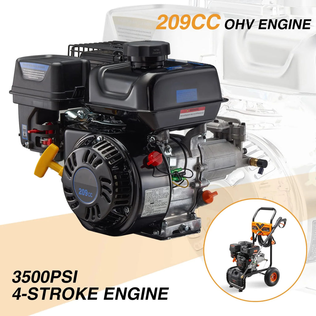 Efurden 3500PSI Gas Pressure Washer, 2.3GPM Gas Powered High Pressure Clean Machine with 209CC Engine, 4 Adjustable Nozzles for Cleaning Walls, Terraces, Vehicles, Gardens (Blue)