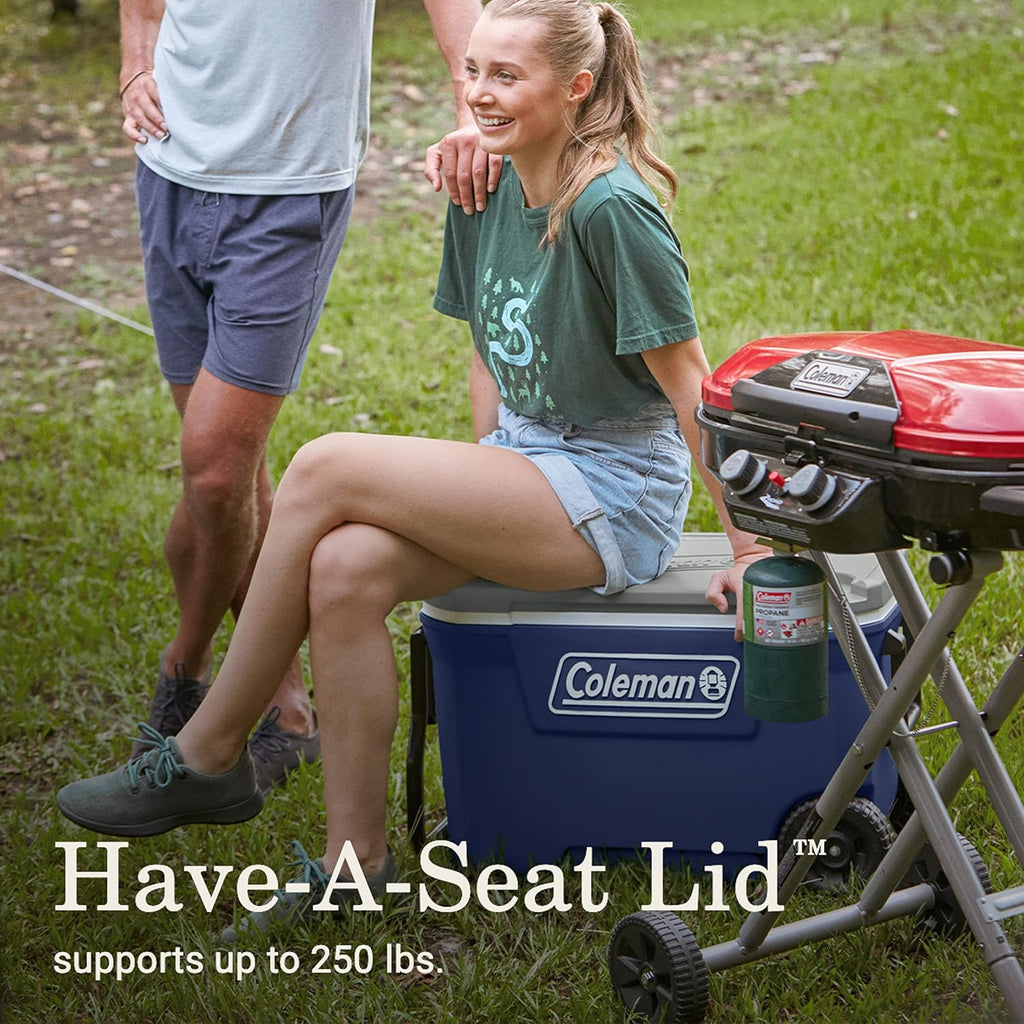 Coleman Classic Series Insulated Portable Wheeled Cooler, Leak-Resistant Outdoor Hard Cooler Keeps Ice up to 5 Days, 100-Quart