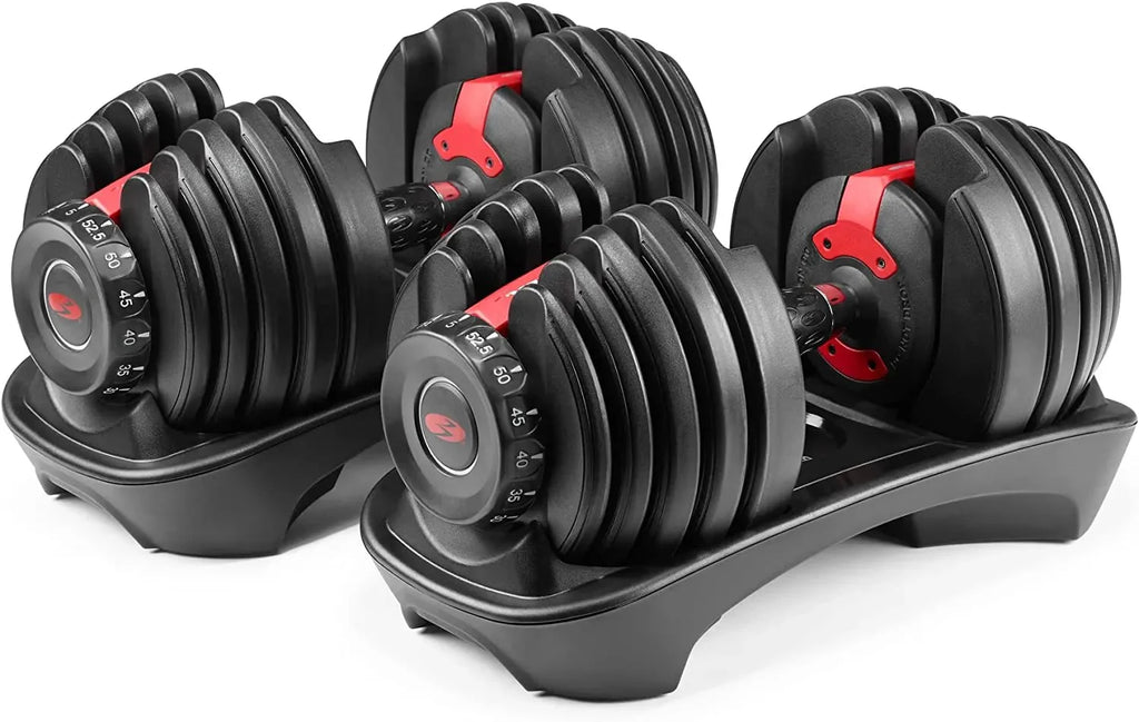 Bowflex SelectTech 552 Adjustable Dumbbells (pair), 2.3�C23.8 kg, space-saving home fitness equipment