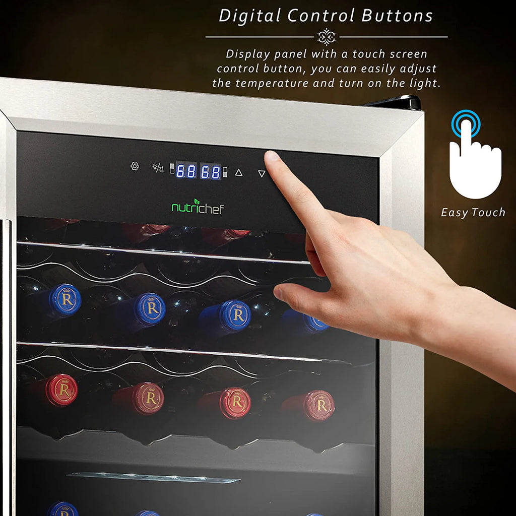 NutriChef 33 Bottle Dual-Zone Refrigerator PKCWCDS335